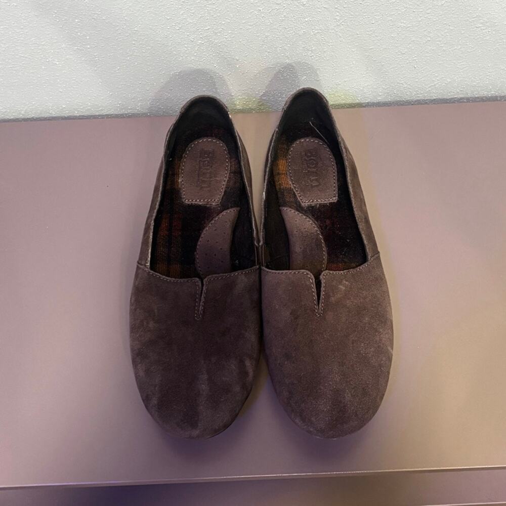 Born Women's Gray Suede Driving Moc Loafers Round Toe Slip On Flats Size 7.5 - Picture 3 of 10